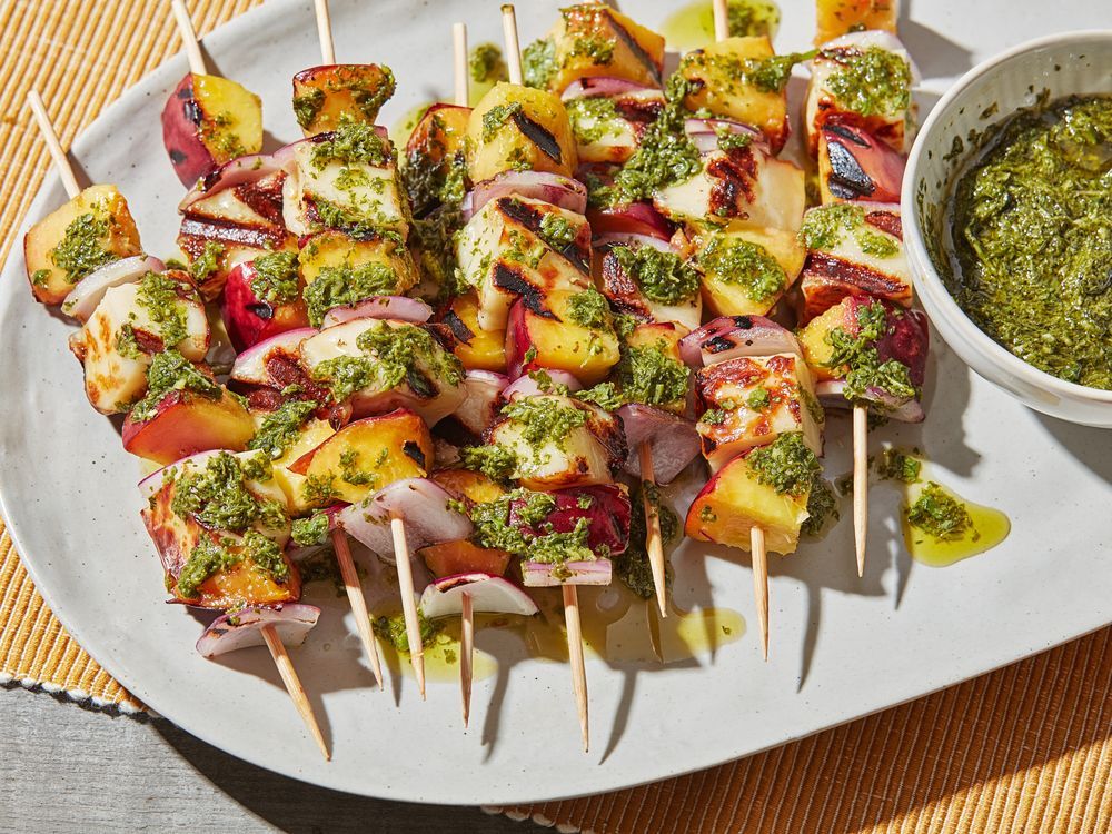 NextImg:Halloumi-nectarine skewers bring bursts of flavor with each bite