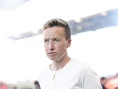 Canada's head coach Bev Priestman walks along the touch line prior to first half International friendly action against Mexico in Toronto, on Tuesday June 4, 2024. The Canadian Olympic Committee has removed women's soccer head coach Bev Priestman from her role at the Paris Games amid a drone spying scandal.