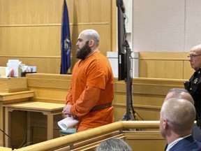 Joseph Eaton, who confessed to killing four people and injuring three others, is seen in court for a change-of-plea court hearing on Monday, July 1, 2024, in West Bath, Maine.