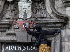 A red triangle on McGill campus