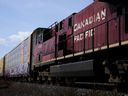 Canadian Pacific Railway is shown at the main CP Rail trainyard in Toronto on Monday, March 21, 2022.