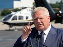Ontario Premier Doug Ford announced the collection of bail statistics at a press conference on July 29 in Mississauga, Ontario.