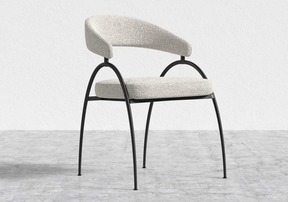 The Uma Dining Chair in Chatou Bouclé, Pearl.
