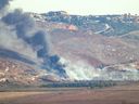 Smoke billows from the sites of an Israeli airstrike in Lebenon's southern plain of Marjeyoun along the border with Israel, on Sept. 24, 2024.