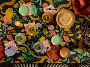 Anything but white, IKEA’s HOSTAGILLE collection are a punchy option for fall table settings.