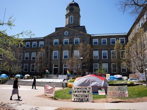 Protest tents at Dalhousie University.
