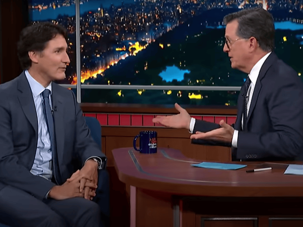 NextImg:Justin Trudeau talks up Justin Trudeau on Late Night with Stephen Colbert