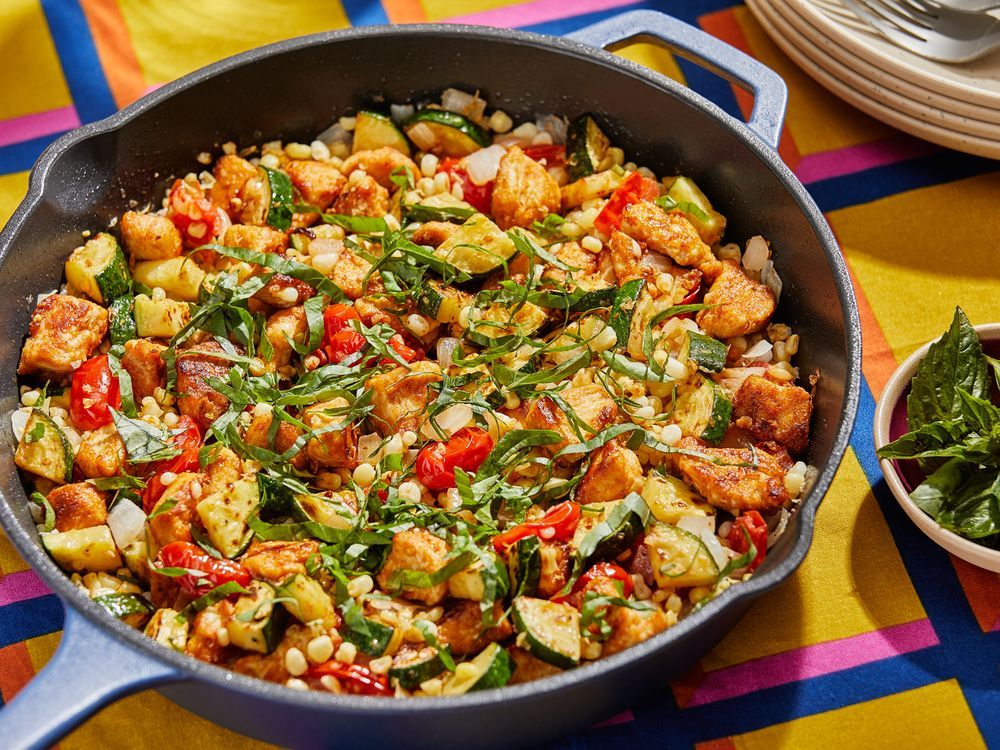 NextImg:Skillet chicken with summer vegetables is a one-pan ode to the season