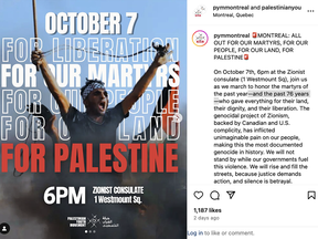 PYM plans October 7 pro-Hamas rally outside Israel embassy in Montreal PYM plans October 7 pro-Hamas rally outside Israel embassy in Montreal
