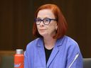CBC President Catherine Tait waits to appear at the House of Commons heritage committee in Ottawa on May 7, 2024.