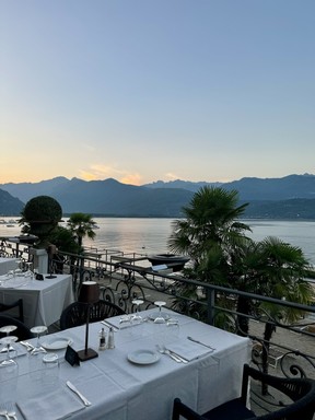 Dinner overlooking the lake at Hotel Splendid in Lake Maggiore.
