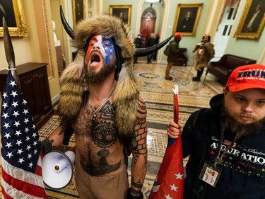 Jacob Chansley, the Shaman, at the Washington Capitol on Jan. 6