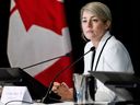 Minister of Foreign Affairs Mélanie Joly appears as a witness at the Foreign Interference Commission in Ottawa, on Thursday, Oct. 10, 2024.