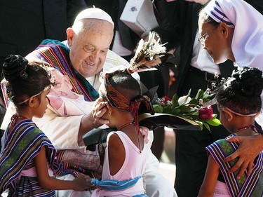 Pope Francis, at the (Sisters of the Association of Lay Missionaries) School for Children with Disabilities in Dili, East Timor, in September 2024.