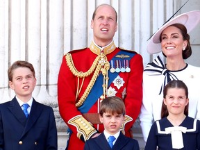 Prince William, Prince of Wales (centre), shown here with his wife, Catherine, Princess of Wales and their children,, Prince George, Prince Louis, and Princess Charlotte