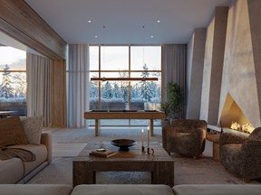 Amenities include a party room, a social lounge, a large fitness centre, and ski and snowboard lockers.