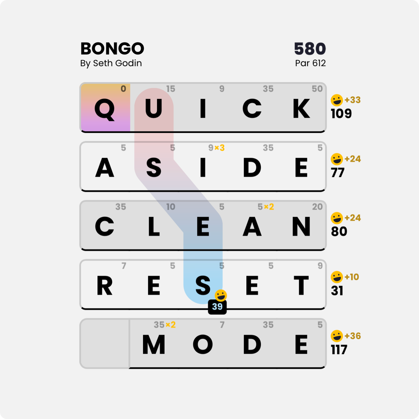 Screenshot of Bongo word game.