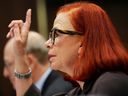CBC President and Chief Executive Officer Catherine Tait appears as a witness at a House of Commons Standing Committee on Canadian Heritage (CHPC) in Ottawa on Oct. 21, 2024.