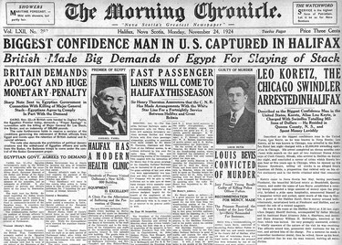 A newspaper front page from 1924.