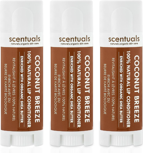 Scentuals Coconut Lip Balm, set of 3