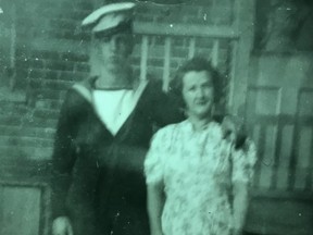 Pte. Ken Downey (1920-1996) pictured with his mother in 1941