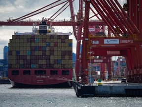 Shipping ships in a B.C. port