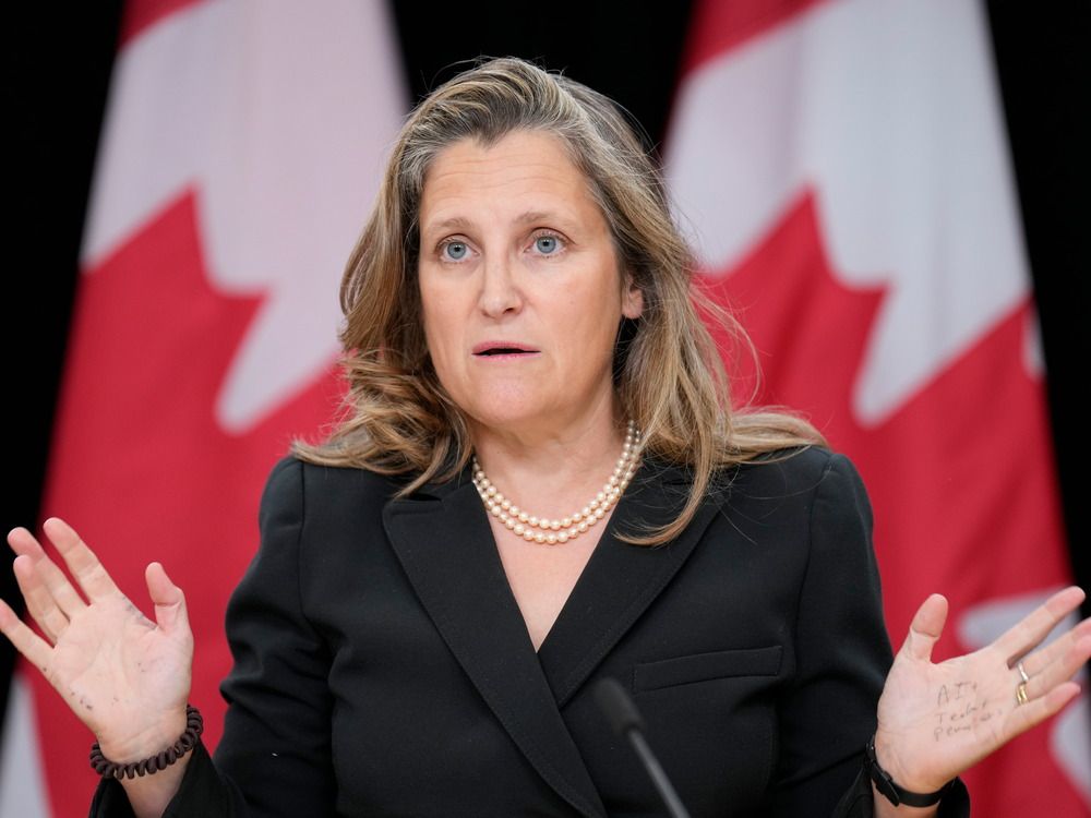 NextImg:Canadians want to know: Why does Chrystia Freeland have notes written on her hand?