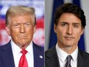 This combination of pictures created on November 29, 2024 shows U.S. President-elect Donald Trump and Prime Minister Justin Trudeau.
