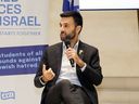 Yoseph Haddad speaks at an Allied Voices for Israel event.