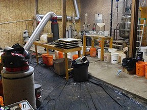 Equipment inside a drug lab.