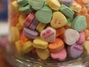 Seasonal candies such as conversation hearts and candy corn often contain red dye No. 3.