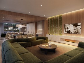 Communal spaces include a co-working area with Zoom rooms and a social lounge linked to an outdoor gathering area where a “cantina” facilitates dining and socializing.