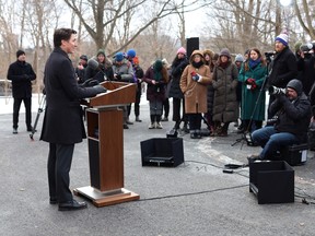 Canadian Prime Minister Justin Trudeau speaks during a news conference at Rideau Cottage in Ottawa, Canada on January 6, 2025. Trudeau announced his resignation, saying he will leave office as soon as the ruling Liberal party chooses a new leader.
