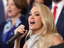 Carrie Underwood performs America The Beautiful during inauguration ceremonies in the U.S. Capitol Rotunda on Jan. 20, 2025 in Washington, D.C.