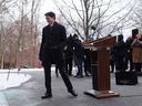 Prime Minister Justin Trudeau turns to leave a news conference after announcing his resignation as Liberal leader outside Rideau Cottage in Ottawa on Jan. 6, 2025.