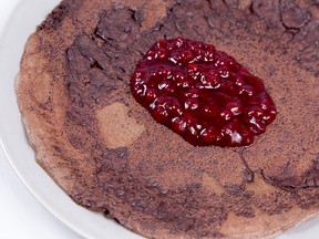 Blood pancake with lingonberry jam
