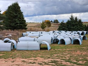 water slide in pieces on the ground