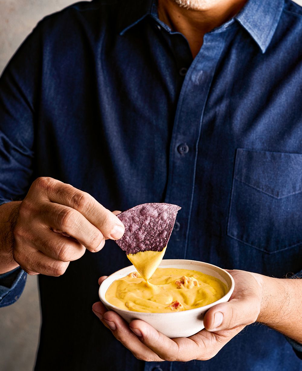 Transplanted Texan Joe Yonan came up with a dairy-free answer to Tex-Mex-style queso, typically made with Velveeta and Ro-Tel brand canned tomatoes with green chilies.