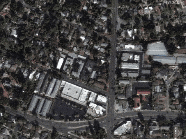 Two Maxar Technologies satellite images show homes and buildings on East Altadena Drive in Altadena, California, on Jan. 6, 2025 and the same area two days later, as wildfires ripped through the neighbourhood.