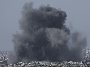 Smoke rises following an Israeli bombardment in the Gaza Strip