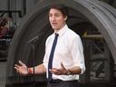 Prime Minister Justin Trudeau speaks at a plant in Windsor, Ont., on Thursday, January 16, 2025.