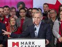 Former Bank of Canada governor, Mark Carney, launches his leadership bid for the federal liberal party in Edmonton on Thursday, January 16, 2025.