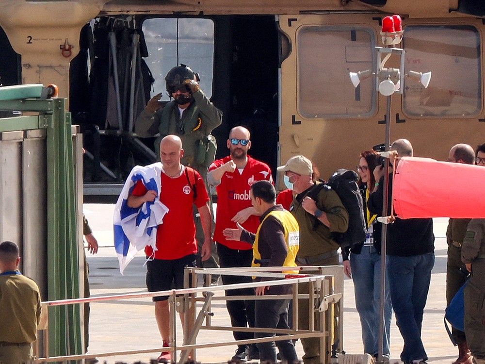 NextImg:Hostages Alexandre Troufanov, Sagui Dekel-Chen and Yair Horn released by Hamas terrorists