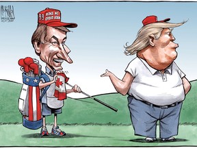 Bruce MacKinnon cartoon of Wayne Gretzky and Donald Trump.