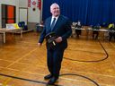 Progressive Conservative Leader Doug Ford prepares to vote in the Ontario provincial election, at Westmount Junior School in Etobicoke, Ont., on Thursday, Feb. 27, 2025. THE CANADIAN PRESS/Laura Proctor