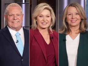 Doug Ford, Bonnie Crombie and Marit Stiles.
