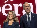 Federal Liberal leadership front-runners Chrystia Freeland and Mark Carney.