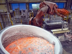 Molten aluminum in a vat.