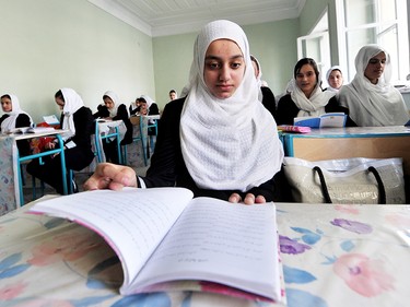 A student at the Canadian-built Malalai High School in Kabul in 2011, when girls were still permitted to attend classes beyond Grade 6.