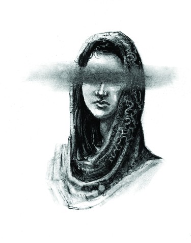 Illustration of Masuma, woman living in Afghanistan under the Taliban.